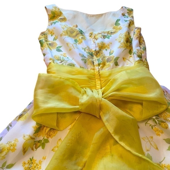 Handmade Vintage Floral Chiffon Lined Circle skirt -Cummerbund-bow in back - XS - Picture 6 of 9